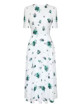 POST MERIDIEM платье миди с цветочным принтом, белый