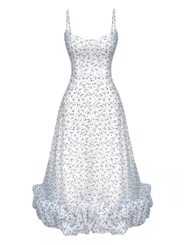 POST MERIDIEM платье миди с цветочным принтом, белый