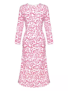 POST MERIDIEM платье миди с цветочным принтом и длинными рукавами, розовый