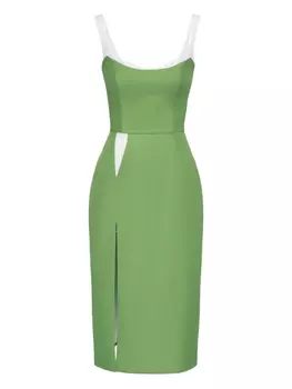 POST MERIDIEM платье миди с кружевной вставкой, зеленый