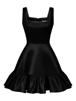 POST MERIDIEM платье миди с оборками, черный