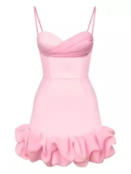 POST MERIDIEM платье мини с драпировкой и оборками, розовый