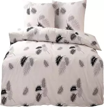 Постельное белье 100% хлопок 200х200 см Renforce перо черный серый белый двусторонний 3 шт leonado vicenti