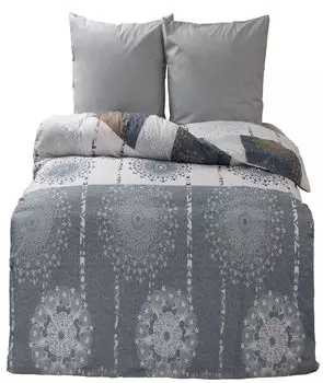 Постельное белье 100% хлопок 240х220 см Renforce орнаменты серо-синий двусторонний 3 шт leonado vicenti