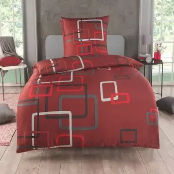 Постельное белье 135х200 2 шт. - пододеяльник из микрофибры 135х200 см + 2 х наволочки 80х80 см - для односпальной кровати - современный дизайн красный Dreamhome