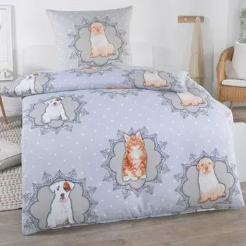 Постельное белье 135х200 2 шт | Сертифицирован koTex и подходит для аллергиков | Комплект постельного белья с 1 пододеяльником 135х200 и наволочкой 80х80, дизайн - мотив: дизайн 1 Dreamhome