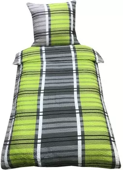 Постельное белье 135х200, пододеяльник из жатого микрофибры зеленый серый в полоску, 2 шт leonado vicenti