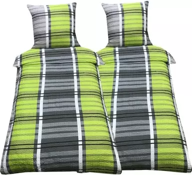 Постельное белье 135х200, пододеяльник из жатого микрофибры зеленый серый в полоску, 4 шт leonado vicenti