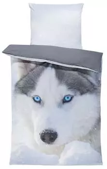 Постельное белье 135х200 см Husky Snow Dogs серо-белый двусторонний микрофибра One-Home