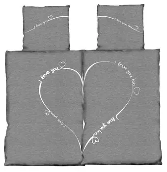 Постельное белье 135х200 см и 80х80 см. Пододеяльник из микрофибры современный фотопринт, цвет: Partner Love you серый, размер: 4 шт. 135х200 см One-Home