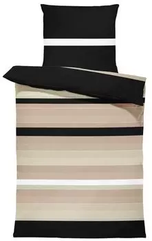 Постельное белье 135х200 см и 80х80 см. Пододеяльник из микрофибры с фотопринтом модерн, цвет: полосатый бежевый черный, размер: 2 шт. 135х200 см One-Home
