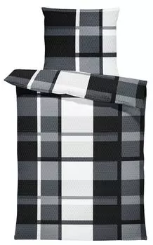 Постельное белье 135х200 см в полоску в клетку серое белое черное модерн микрофибра One-Home