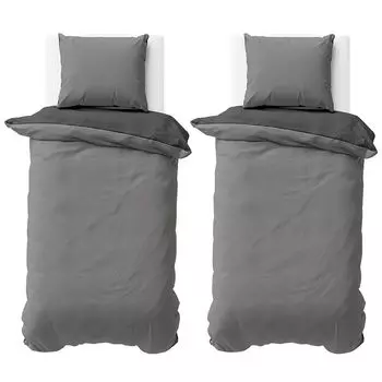 Постельное белье 135x200 см, серый антрацит, двустороннее постельное белье, двусторонний однотонный пододеяльник из микрофибры, 4 шт Visaggio