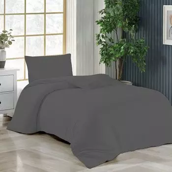 Постельное белье 140х200 + 40х80 см антрацит, пододеяльник хлопок, 2 шт livessa