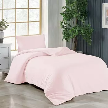 Постельное белье 140х200 + 40х80 см пудрово-розовый пододеяльник хлопок, 2 шт livessa