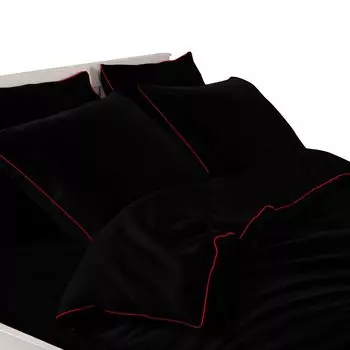 Постельное белье 155х200 см - постельное белье хлопок - комплекты постельного белья из 2 предметов - пододеяльник 155х200 см и 2 наволочки 70х80 см - черный Cotton Market