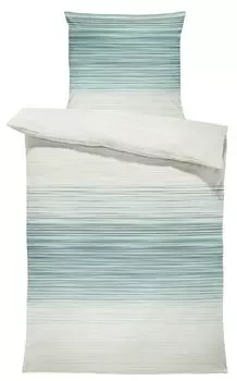 Постельное белье 155х200 см в полоску бежево-зеленый пастельный современный хлопок Renforce One-Home