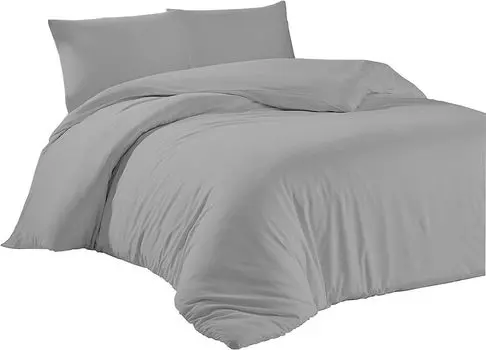 Постельное белье 155х220 + 2 шт. 40х80 см. Серый хлопковый пододеяльник, 3 шт livessa