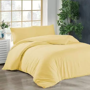 Постельное белье 155х220 + 2 шт. 40х80 см. Желтый хлопковый пододеяльник, 3 шт livessa