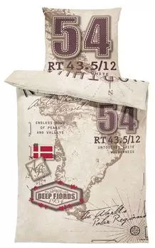 Постельное белье 155х220 см карта мира карта север бежевый коричневый микрофибра One-Home