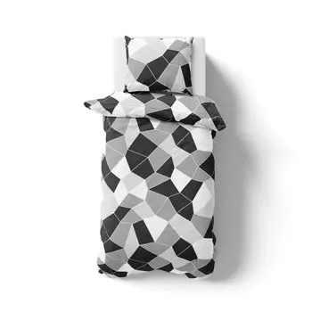 Постельное белье 155х220 см, комплект пододеяльников из микрофибры премиум-класса серый черный белый мозаика 2 предмета Mskaan