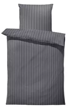 Постельное белье 155х220 см в полоску антрацит дамасский микрофибра оверсайз One-Home