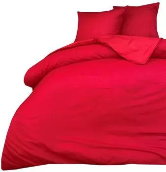 Постельное белье 200х200 + 80х80 см 100% хлопок Renforce красный однотонный комплект, 3 шт leonado vicenti