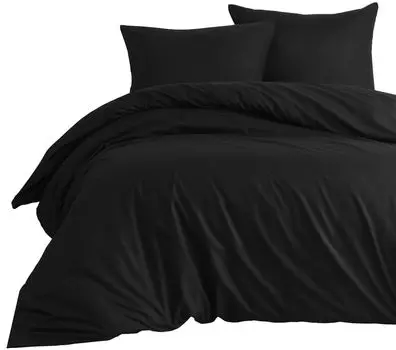 Постельное белье 200х200 + 80х80 см 100% хлопок Renforce черный однотонный однотонный комплект, 3 шт leonado vicenti