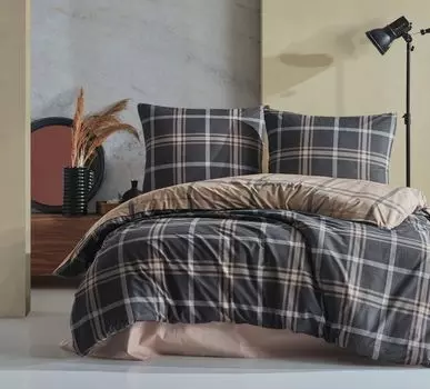 Постельное белье 200х200 см. черный комплект из трех предметов, 100% хлопок/ренфорсе. Арбон Yadetextil