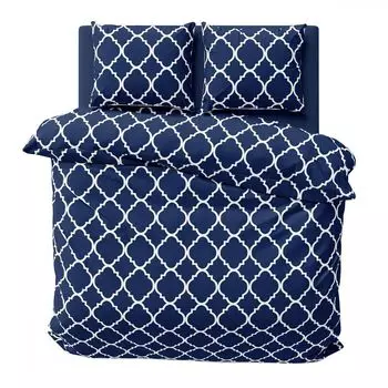 Постельное белье 200х200 см, хлопок Renforce, комплект пододеяльников с орнаментом Maroc синий, 3 шт Visaggio