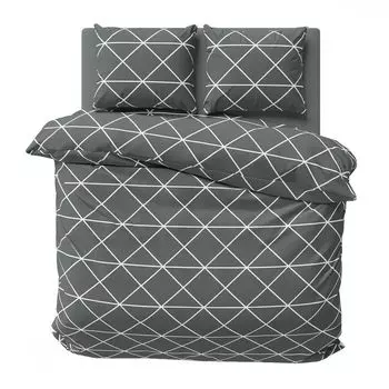 Постельное белье 200х200 см, хлопок, комплект пододеяльников Renforce треугольник антрацит 3 шт Visaggio