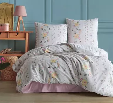 Постельное белье 200х200 см. Набор из 3 предметов. цветочный 100% хлопок/ренфорсе, Talva Yadetextil
