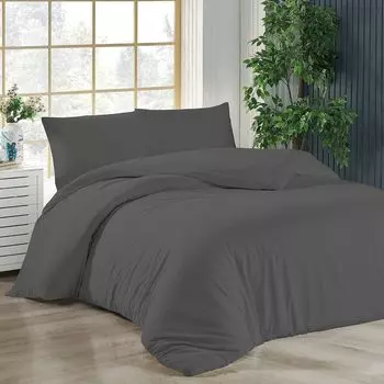 Постельное белье 200х220 + 2 шт. 40х80 см. антрацит, пододеяльник хлопок, 3 шт livessa