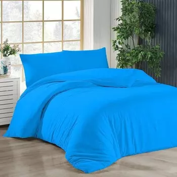 Постельное белье 200х220 + 2 шт. 40х80 см темно-бирюзовый пододеяльник хлопок, 3 шт livessa