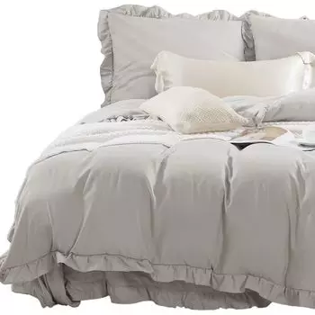 Постельное белье 220Х200, комплект постельного белья с наволочкой + 2 наволочки 70Х80, твердая микрофибра SIiN, серебро