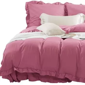 Постельное белье 220Х200, комплект постельного белья с наволочкой + 2 наволочки 70Х80, твердая микрофибра SIiN, розовый