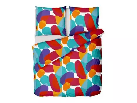Постельное белье 240 х 260 см + 2 наволочки 63 х 63 см - хлопок - разноцветное - GEOMIX OZAIA