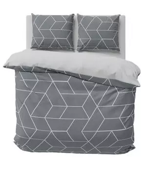 Постельное белье 240x220 см геометрический серый антрацит современная двуспальная кровать микрофибра One-Home