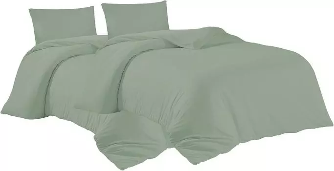 Постельное белье 2 шт. 135х200 + 2 шт. 40х80 см. светло-зеленый хлопковый пододеяльник, 4 шт livessa