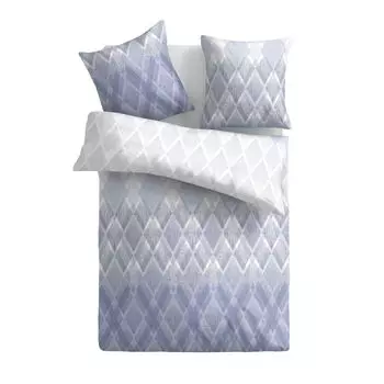 Постельное белье 2 шт. (Синий Ромб) 100% сатин хлопок, комплект 135х200см и 80х80см, приятный мягкий пододеяльник - на молнии Bestlivings