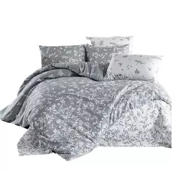 Постельное белье aboutyourhome хлопок 135х200 80х80 цветочки серо-белые, 2 шт aboutyourhome-shop