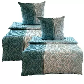 Постельное белье Aboutyourhome из сирсакера микрофибра 135х200 80х80 кружочки синий, синий / 4 шт aboutyourhome-shop