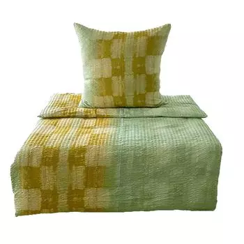 Постельное белье Aboutyourhome Комплект постельного белья из микрофибры из сирсакера градиентный дизайн 135х200 80х80, желтый/зеленый/2 шт aboutyourhome-shop