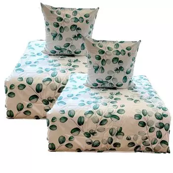 Постельное белье Aboutyourhome микрофибра гладкая летние листья зеленые 135х200, 80х80, зеленые / 4 шт aboutyourhome-shop