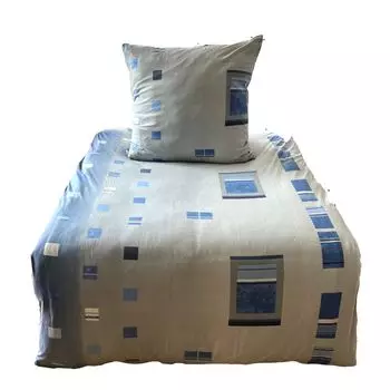 Постельное белье aboutyourhome Постельное белье флисовое зимнее в клетку сине-серое 135х200 80х80, 2 шт aboutyourhome-shop