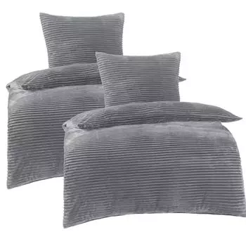 Постельное белье Aboutyourhome зимнее плюшевое, кашемировый шнур, флис 155х220, 80х80, 4 шт. / Светло-серый aboutyourhome-shop