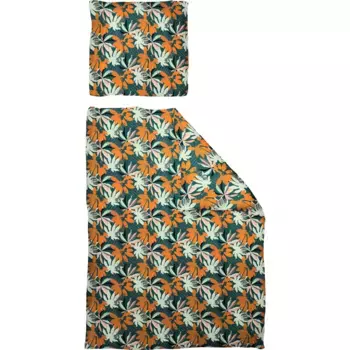 Постельное белье Adam «Джунгли», сертифицировано GOTS – изготовлено из экологически чистого хлопка, цвет dunkelpetrol/orange