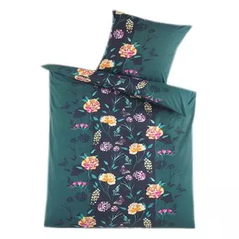 Постельное белье Beaver 135х200 см 2 шт. на молнии зеленого цвета с цветами Casa Colori