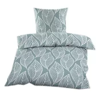 Постельное белье Beaver 135х200 см | Зимний комплект | 100% хлопок | с молнией | Зелёный с рисунком листьев Casa Colori