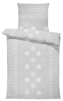 Постельное белье Beaver зимнее хлопковое приятное пушистое теплое мягкое современное, размер: 4 шт. 135 х 200 см, цвет: кристаллы снежинки серый One-Home